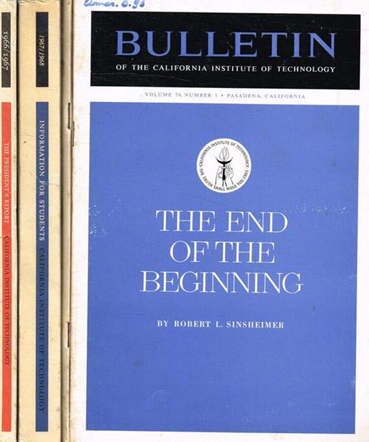 Bulletin of the california institute of technology. Vol.75, fasc.1, 2, 3, 4, anno 1967 - copertina