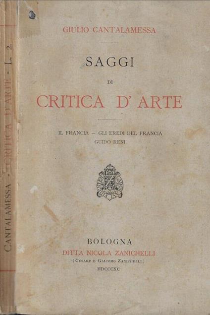 Saggi di critica d'arte - Giulio Cantalamessa - copertina