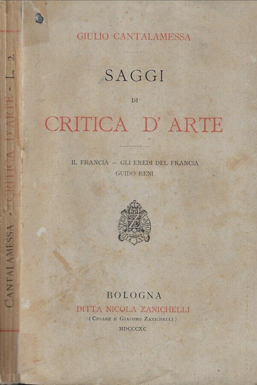 Saggi di critica d'arte - Giulio Cantalamessa - copertina