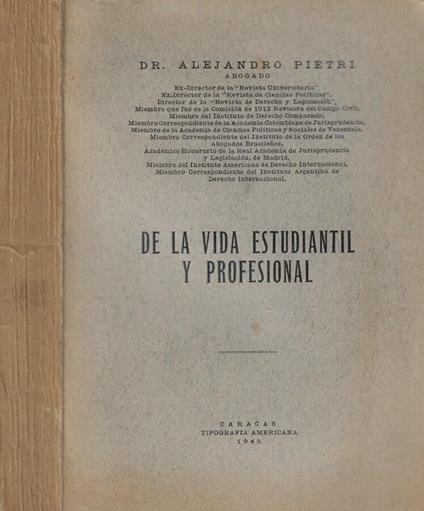 De la vida estudiantil y profesional - copertina