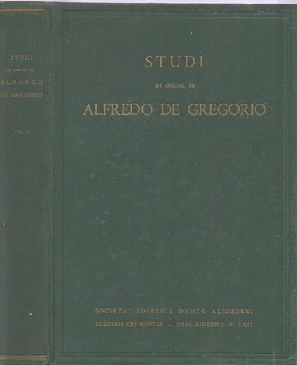 Studi in onore di Alfredo De Gregorio vol II - copertina