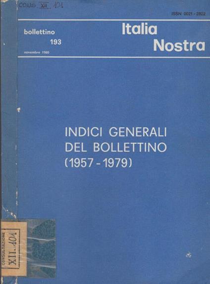 Italia Nostra - Bolletino 193. Novembre 1980 - copertina