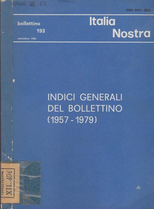 Italia Nostra - Bolletino 193. Novembre 1980 - copertina
