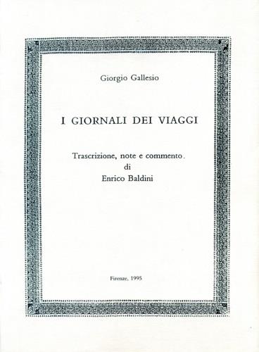 I giornali dei viaggi - Giorgio Gallesio - copertina