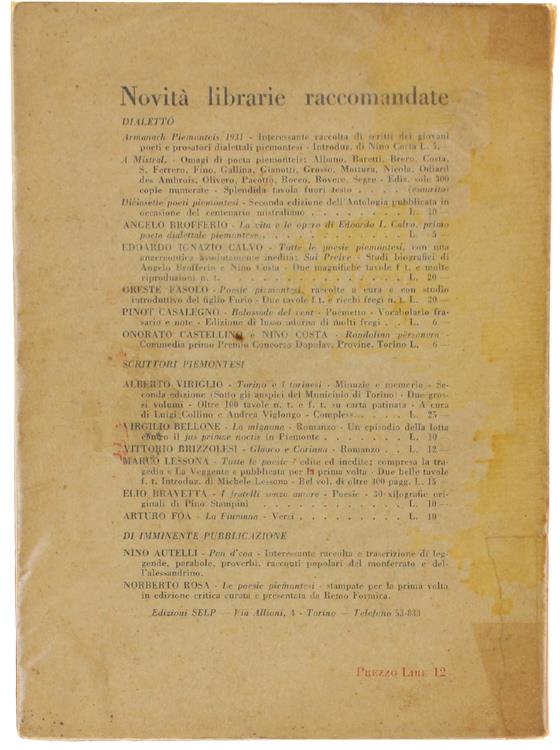 FRUTA MADURA. Poesie piemonteise ilustrà dai pitor Bosia - Da Milano - Enrico - Vellan - Gemma Vercelli