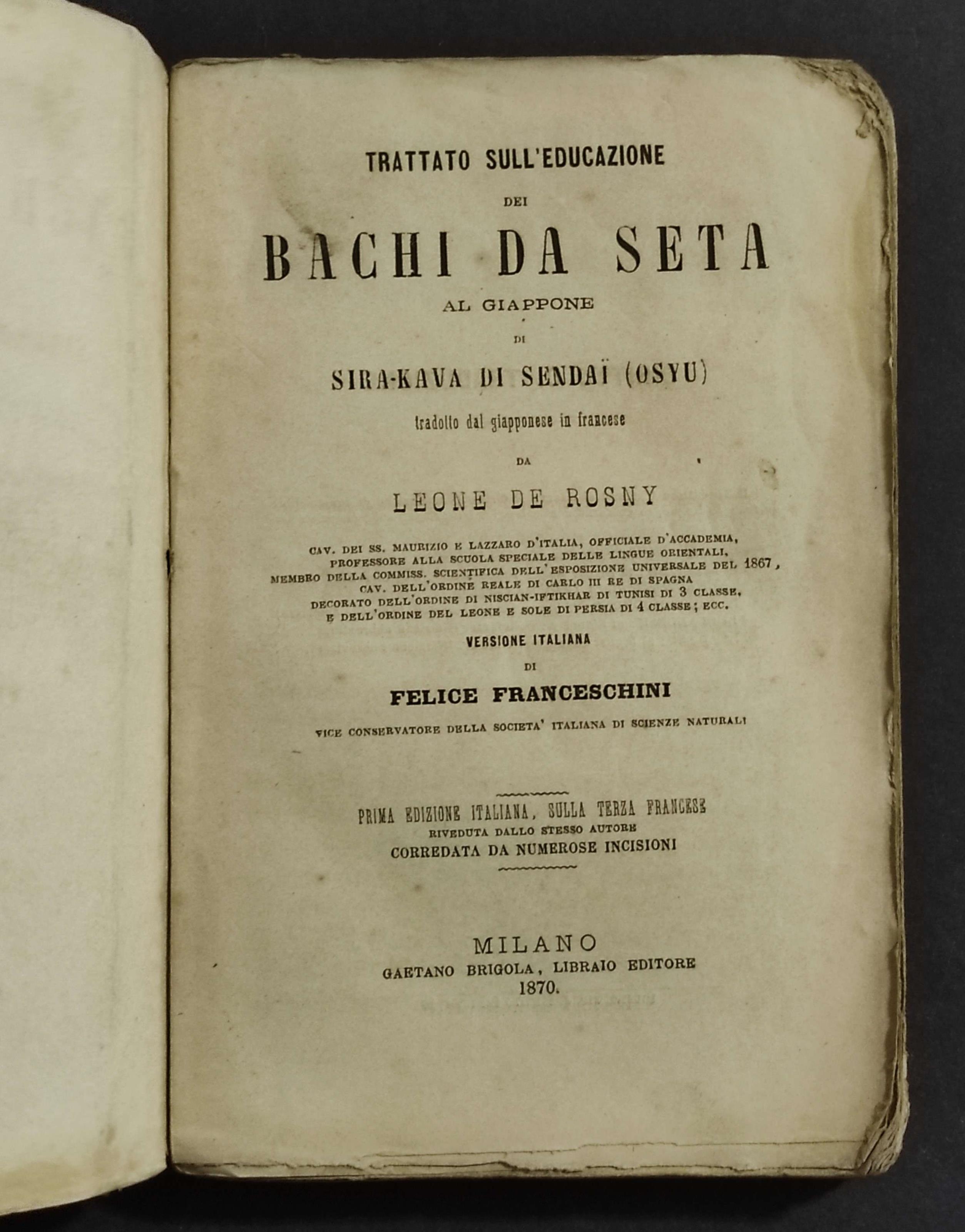 Trattato Educazione Bachi da Seta al Giappone
