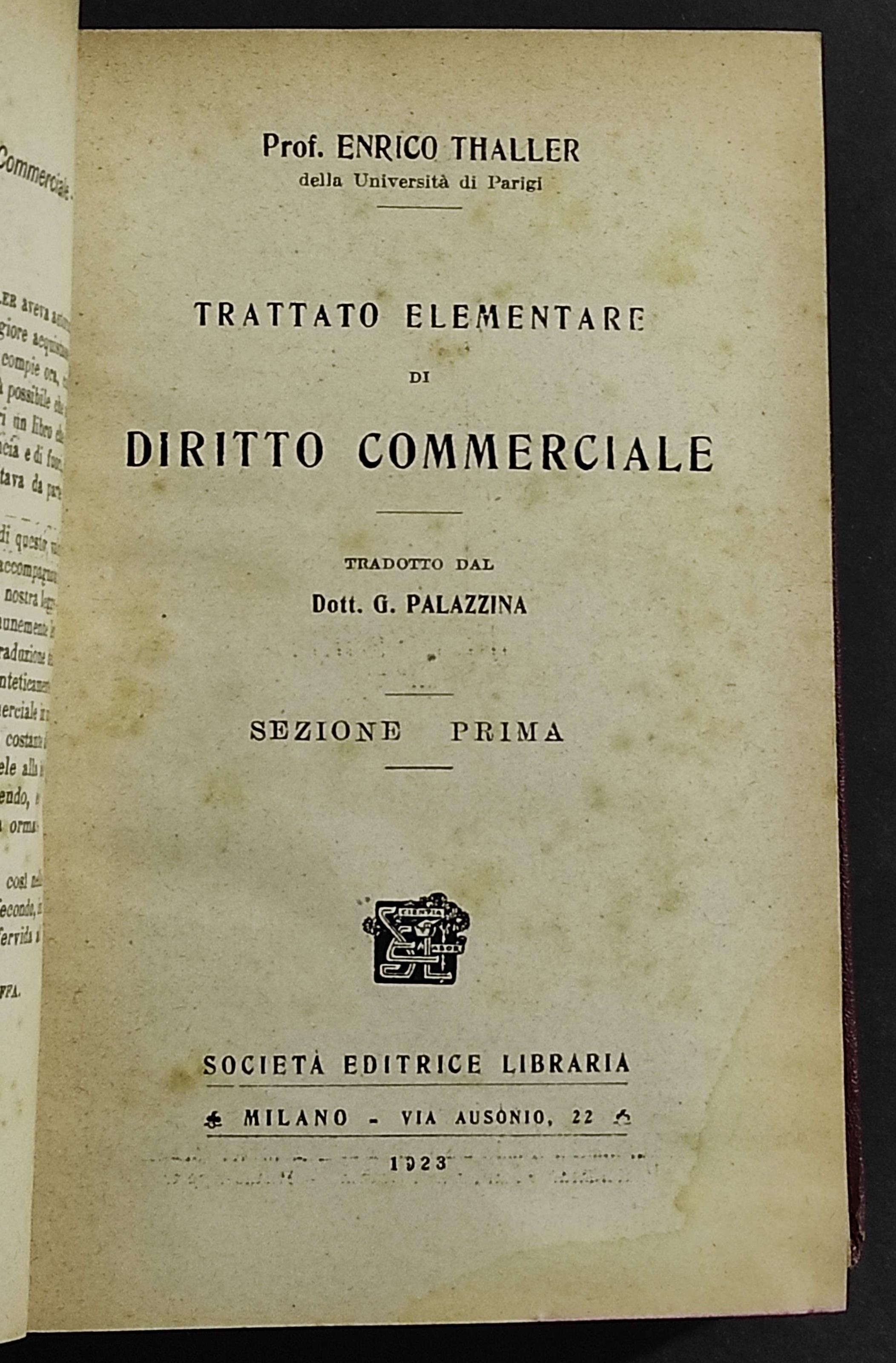 Trattato Elementare Diritto Commerciale