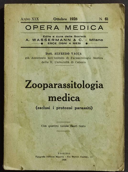 Zooparassitologia Medica - Alfredo Vacca - copertina
