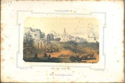 Litografia di veduta delle antiche mura di Gerusalemme - copertina