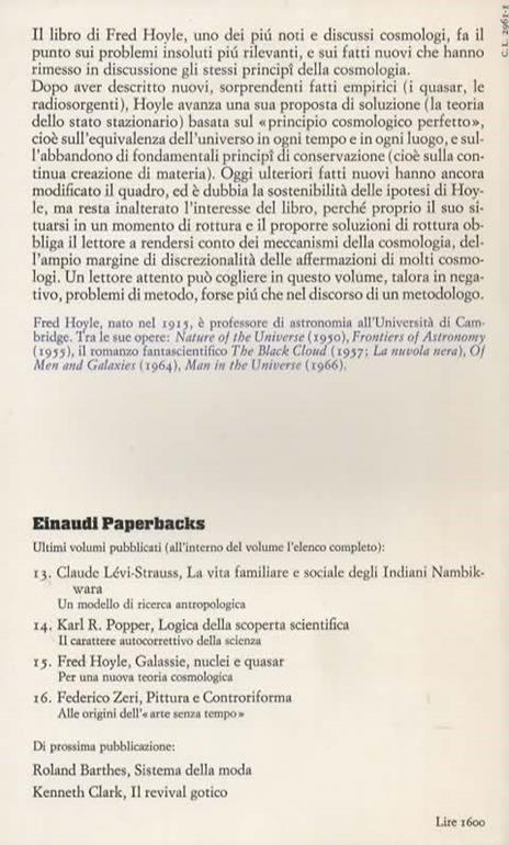 Galassie, nuclei e quasar. Per una nuova teoria cosmologica. A cura di Piero Galeotti - Fred Hoyle - 2