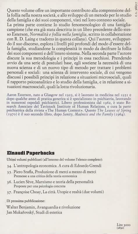 Foglie di primavera. Un'indagine sulla dialettica della follia - Aaron Esterson - 2