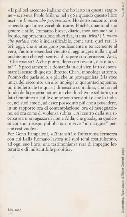 L' uomo che parlava solo - Lalla Romano - 2