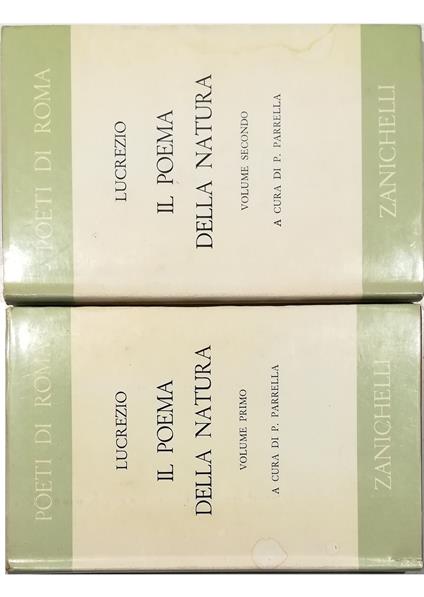 Il poema della natura Testo latino e versione poetica di Pietro Parrella - completo in 2 voll - Tito Lucrezio Caro - copertina