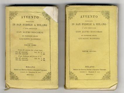 Avvento predicato in San Fedele a Milano l'anno MDCCCXLIII, con altri discorsi (...) - Giuseppe Barbieri - copertina