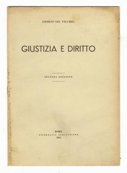 Giustizia e diritto - Giorgio Del Vecchio - copertina