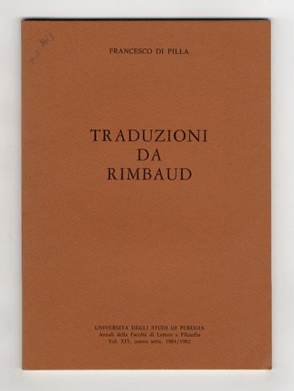 Traduzioni da Rimbaud - Francesco Di Pilla - copertina