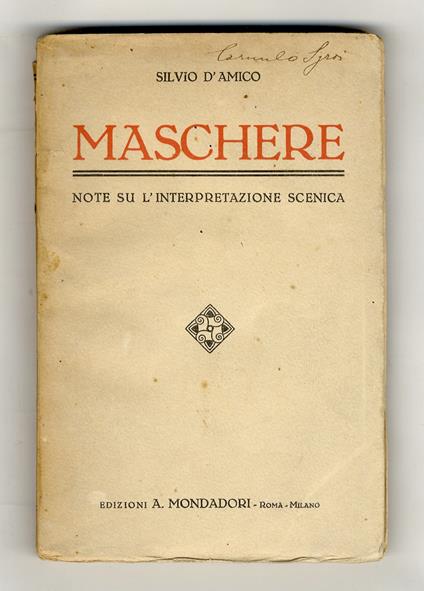 Maschere. Note su l'interpretazione scenica - Silvio D'Amico - copertina