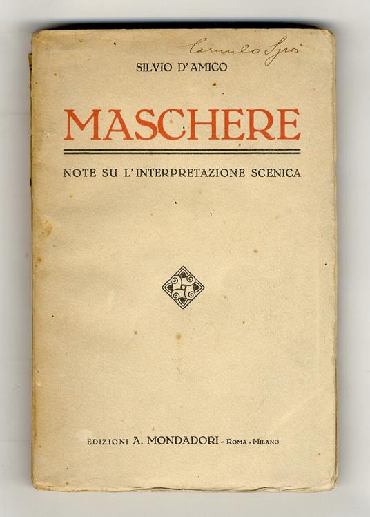 Maschere. Note su l'interpretazione scenica - Silvio D'Amico - copertina