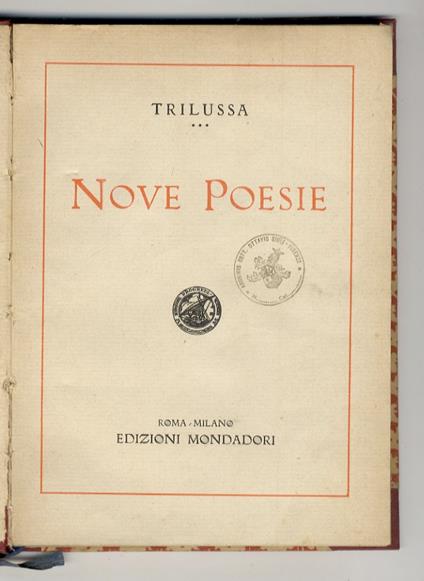 Nove poesie - Trilussa - copertina