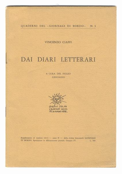 Dai diari letterari. A cura del figlio Gesualdo - Vincenzo Ciaffi - copertina