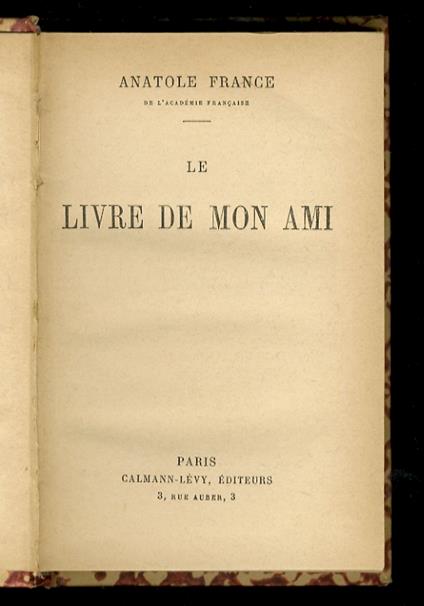 Le livre de mon ami - Anatole France - copertina