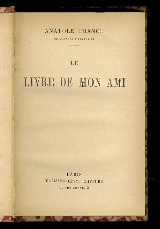 Le livre de mon ami - Anatole France - copertina