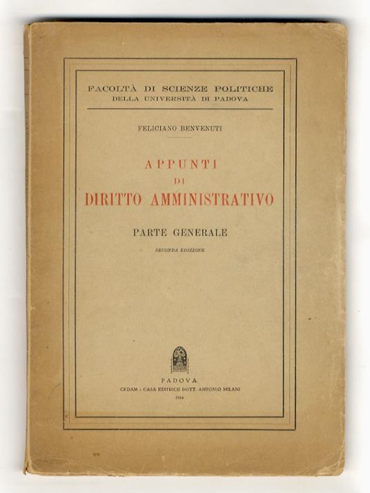 Appunti di diritto amministrativo. Parte generale. Seconda edizione - Feliciano Benvenuti - copertina