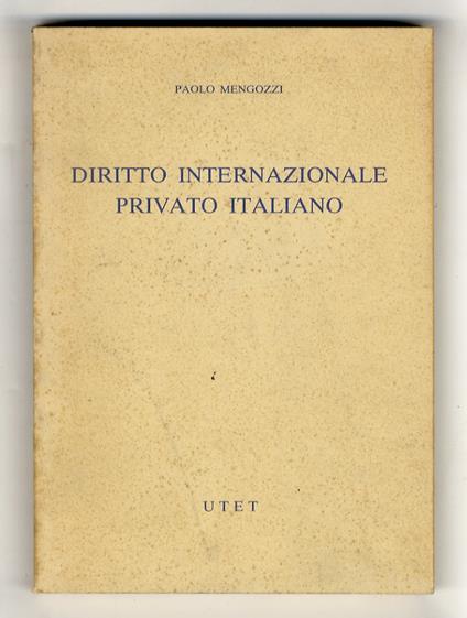 Diritto internazionale privato italiano - Paolo Mengozzi - copertina