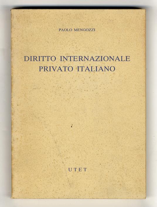 Diritto internazionale privato italiano - Paolo Mengozzi - copertina