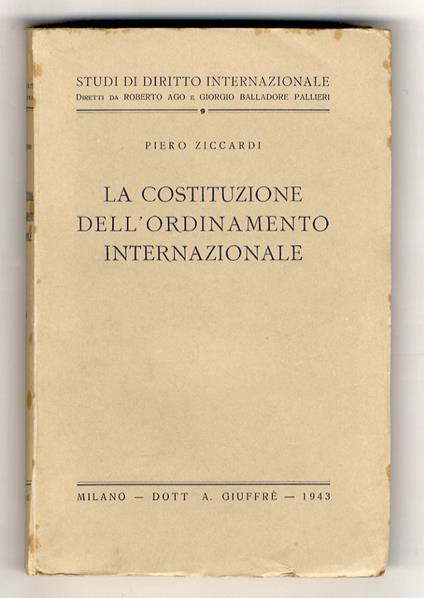 La costituzione dell'ordinamento internazionale - Piero Ziccardi - copertina