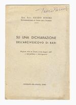 Su una dichiarazione dell'Arcivescovo di Bari. Risposta data in Senato il 25 maggio 1960 e interpellanze e interrogazioni