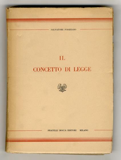 Il concetto di legge - Salvatore Foderaro - copertina