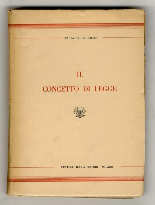 Il concetto di legge - Salvatore Foderaro - copertina