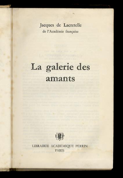 La galerie de amants - Jacques de Lacretelle - copertina