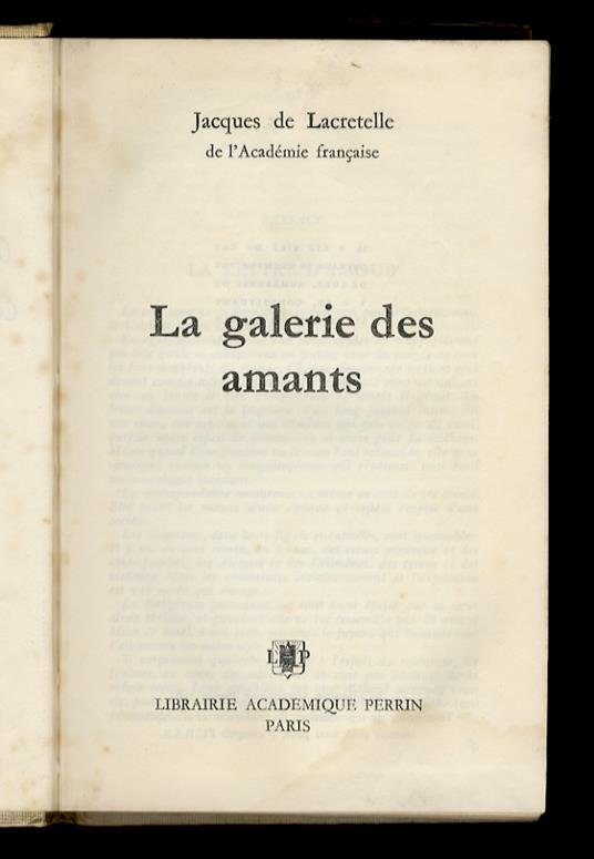 La galerie de amants - Jacques de Lacretelle - copertina