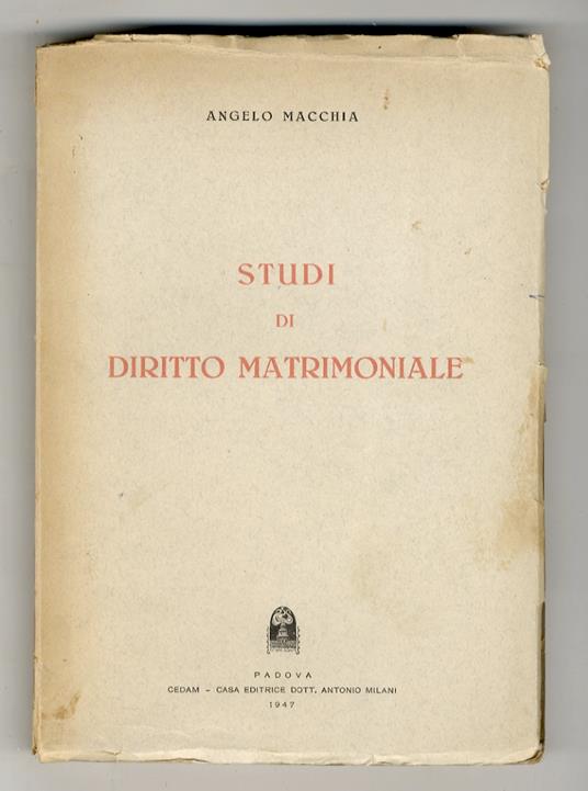 Studi di diritto matrimoniale - Angelo Macchia - copertina
