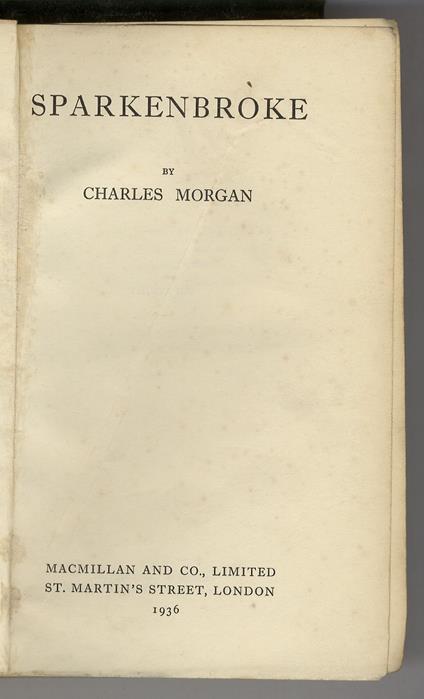 Sparkenbroke - Charles Morgan - copertina
