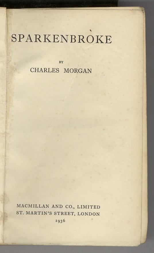Sparkenbroke - Charles Morgan - copertina