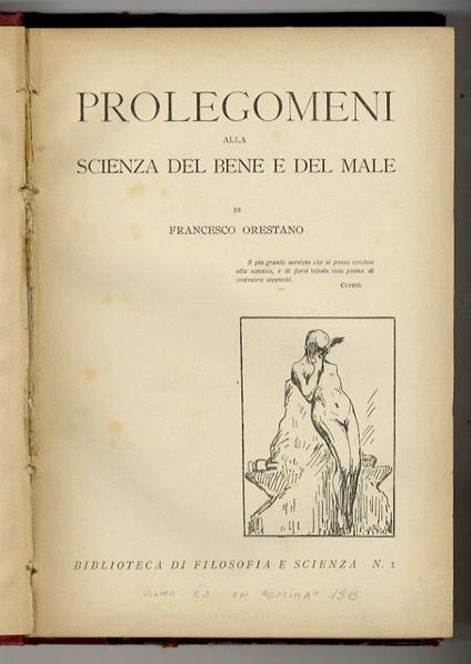 Prolegomeni alla scienza del bene e del male - Francesco Orestano - copertina