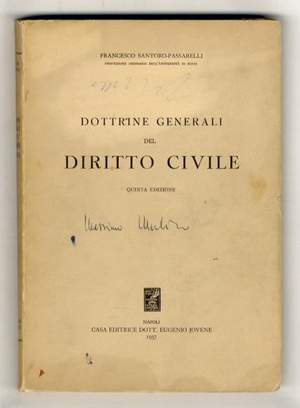 Dottrine generali del diritto civile. Quinta edizione - Francesco Santoro-Passarelli - copertina