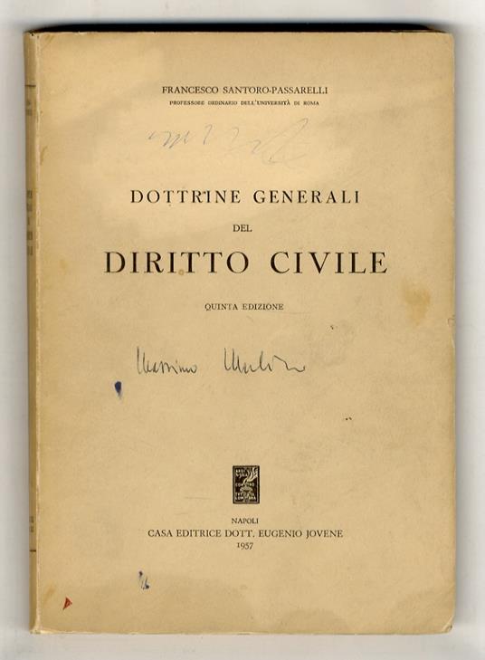 Dottrine generali del diritto civile. Quinta edizione - Francesco Santoro-Passarelli - copertina