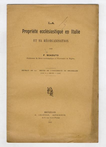 La propriété ecclesiastique en Italie et sa réorganisation - Francesco Scaduto - copertina