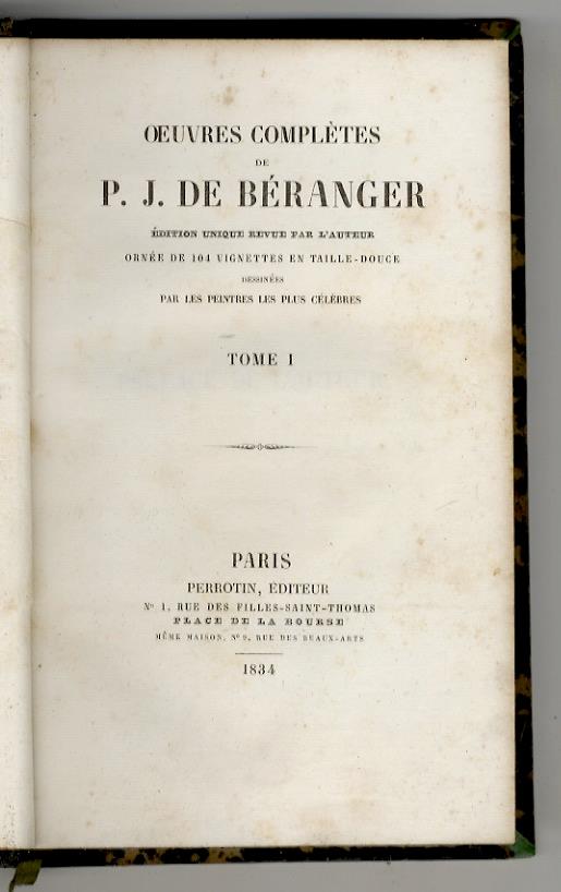 Oeuvres complètes. Edition unique revue par l'Auteur. Ornée de 104 vignettes en taille-douce dessinées par les peintres les plus célébres. Tomes I, II, IV, V - copertina