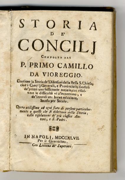Storia de' Concilij - copertina
