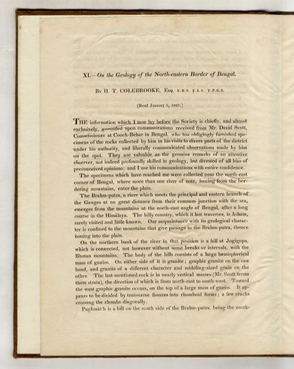 On the Geology of the North-eastern Border of Bengal - copertina