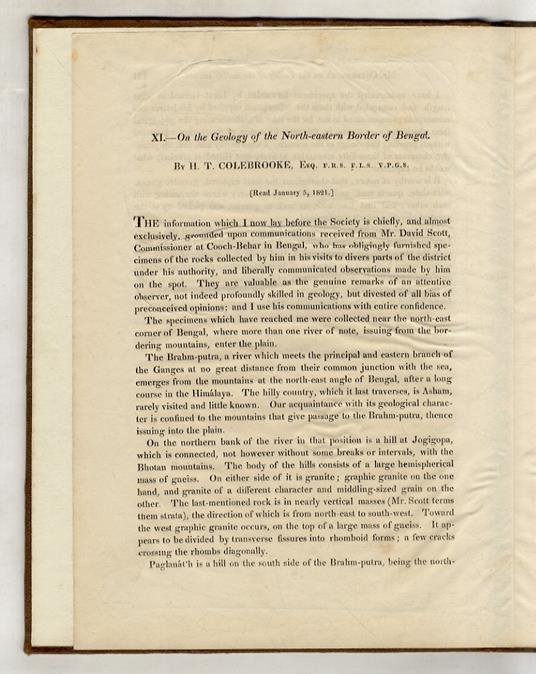 On the Geology of the North-eastern Border of Bengal - copertina