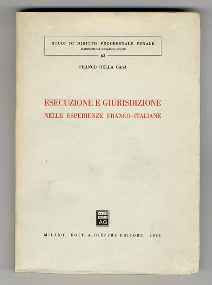 Esecuzione e giurisdizione nelle esperienze franco-italiane - copertina