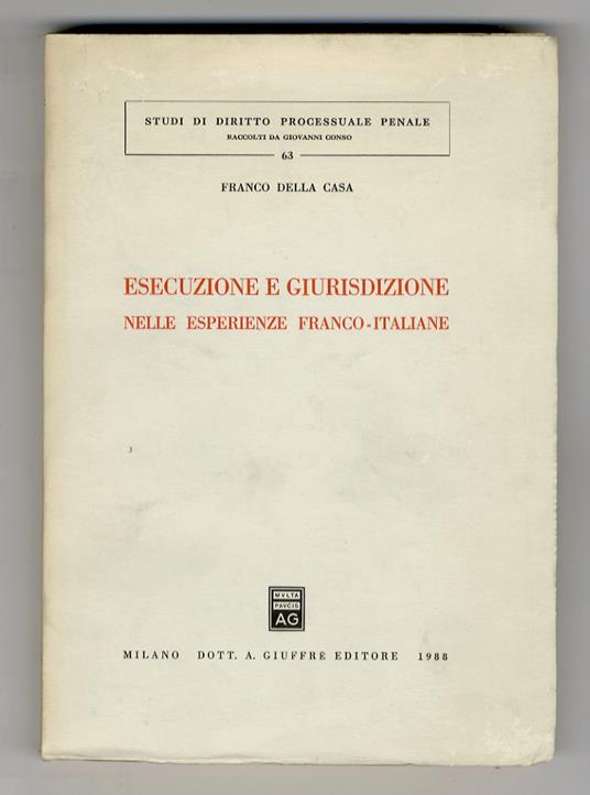 Esecuzione e giurisdizione nelle esperienze franco-italiane - copertina