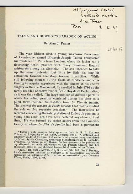 Talma and Diderot's paradox on acting - copertina