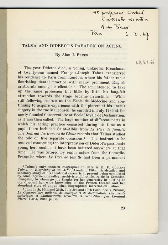 Talma and Diderot's paradox on acting - copertina